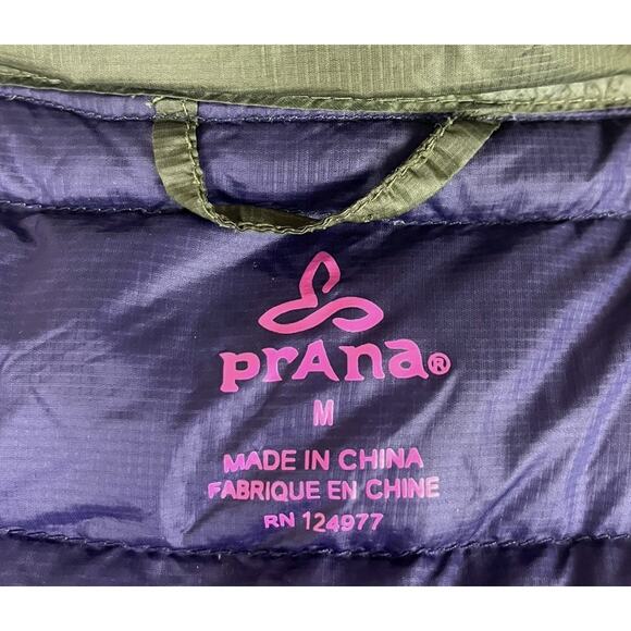 Prana Packable Lyra Down Puffer Winter Jacket Olive Green Lightweight Sz Medium - Picture 9 of 10
